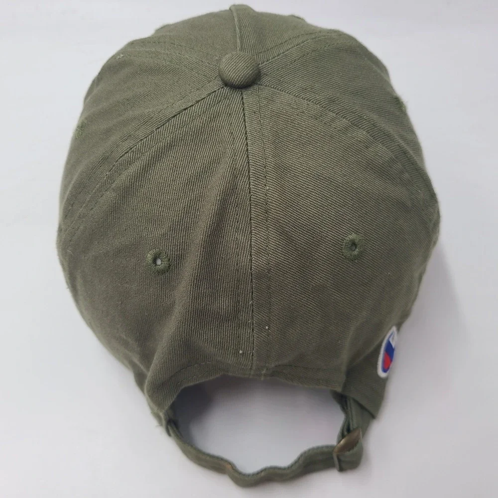 Champion Hat Strapback (Fits Small) Green White Script Logo Casual Brand Cotton
